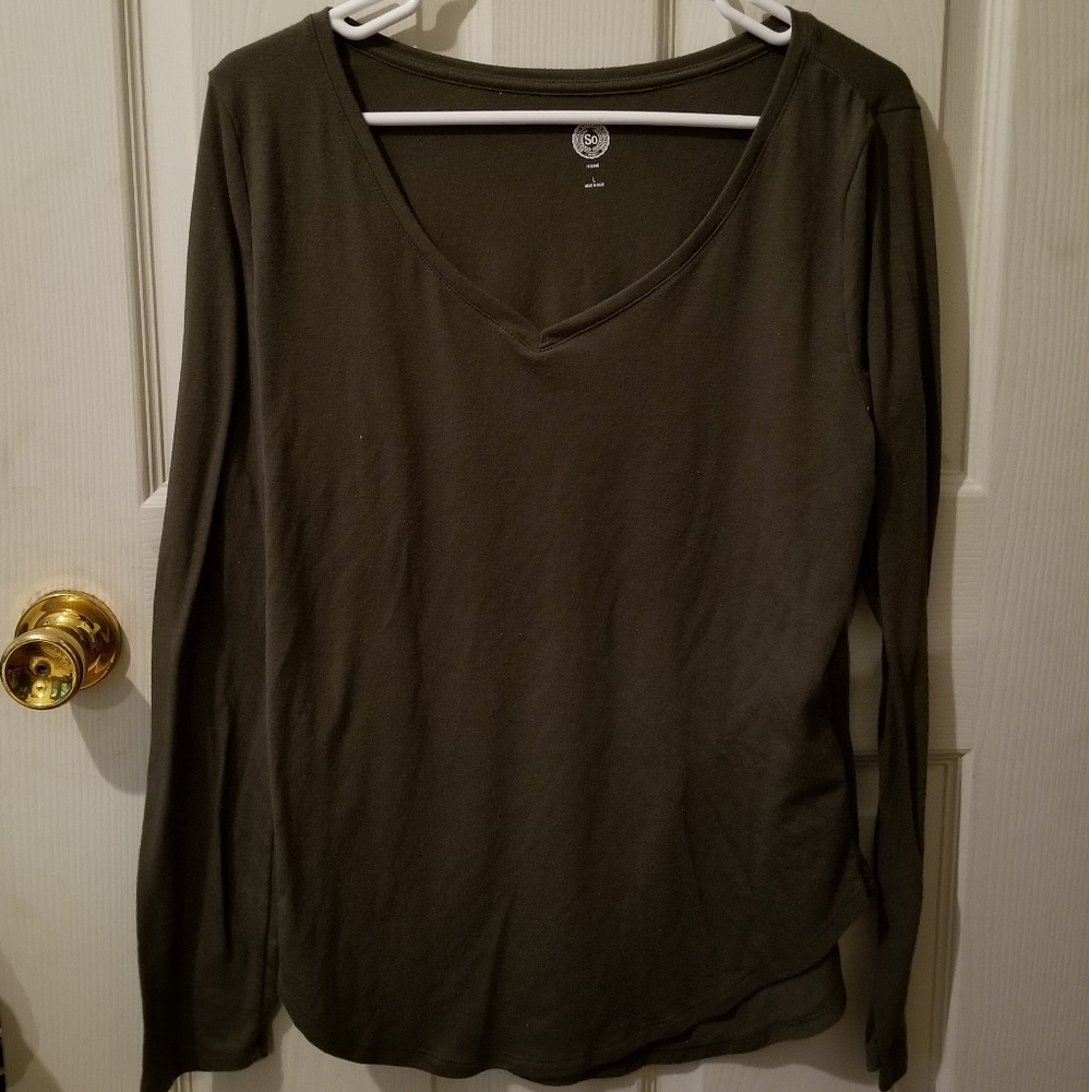 Olive Long Sleeve V-Neck